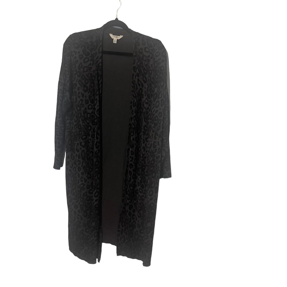 Terra & Sky Women's Size 0X Soft‎ Dark Green Cheetah Long Cardigan Sweater